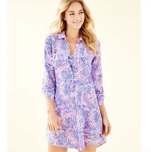 Lilly Pulitzer Natalie Shirtdress Or Coverup In Maybe Gator Size Large